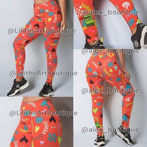 Zumba Fuego High Waisted Leggings Cha Cherry Size XS (E040) - Picture 1 of 7